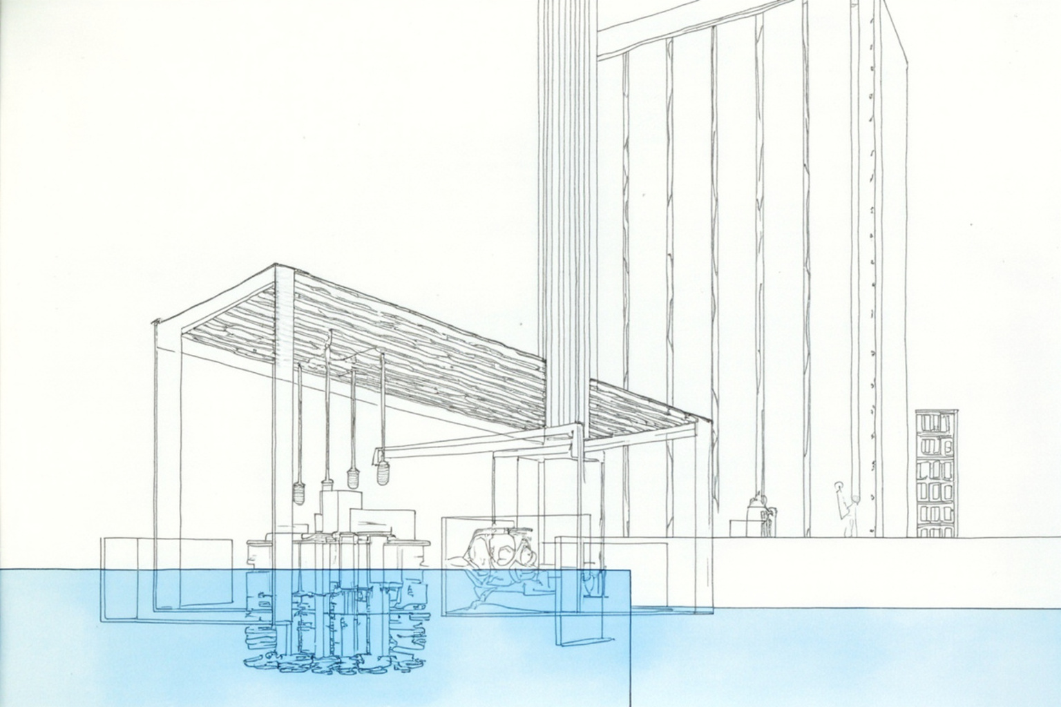 Four environmental boundary stations — water membrane, air catalyst, refrigerant heat exchanger, and remediation sorbent — as physical devices under a shared measurement geometry