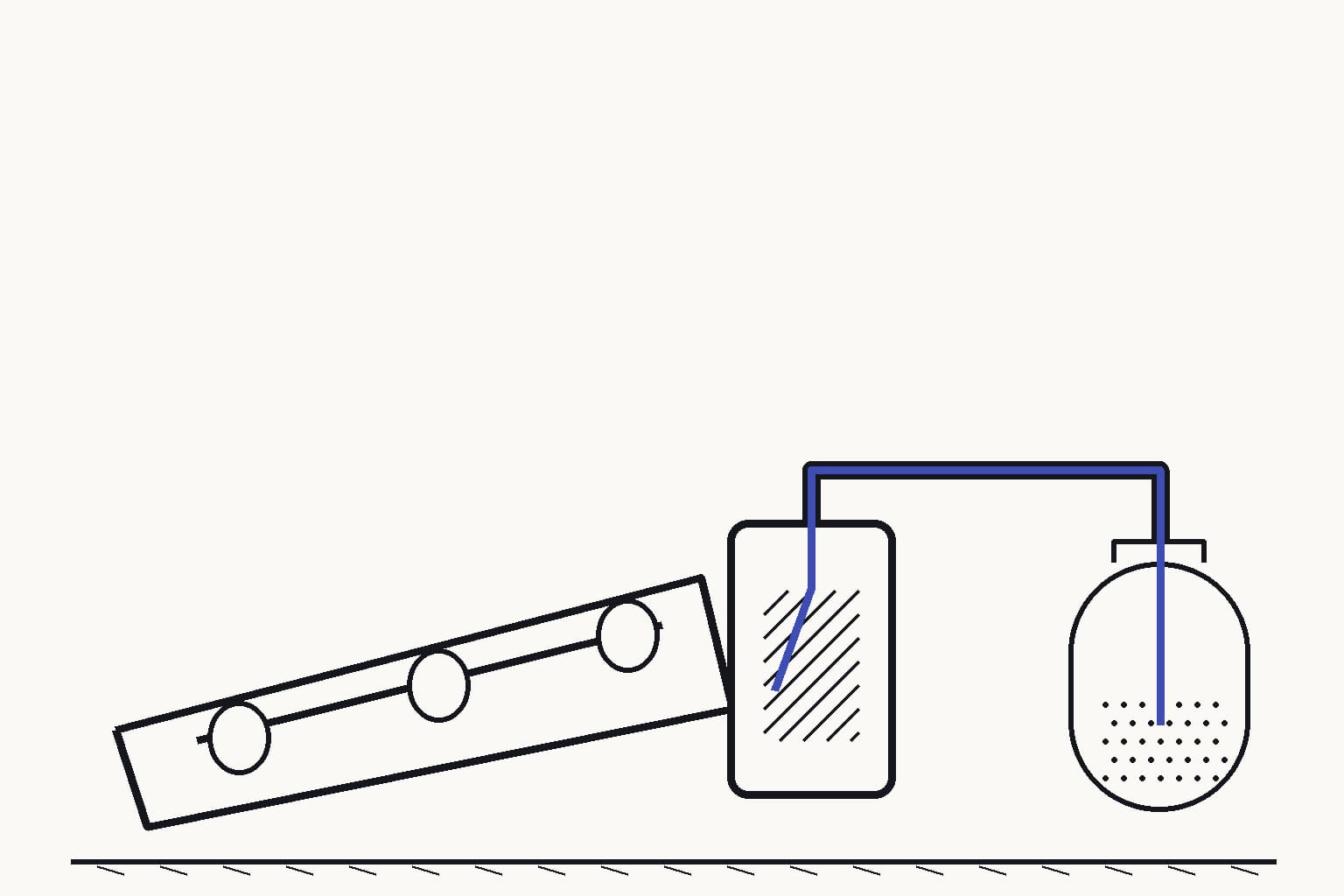A rotary cement kiln and calciner in side cutaway, with a narrow process-gas duct leading from the calciner to one capture vessel — The capture vessel receives the calcination gas stream through the dedicated duct