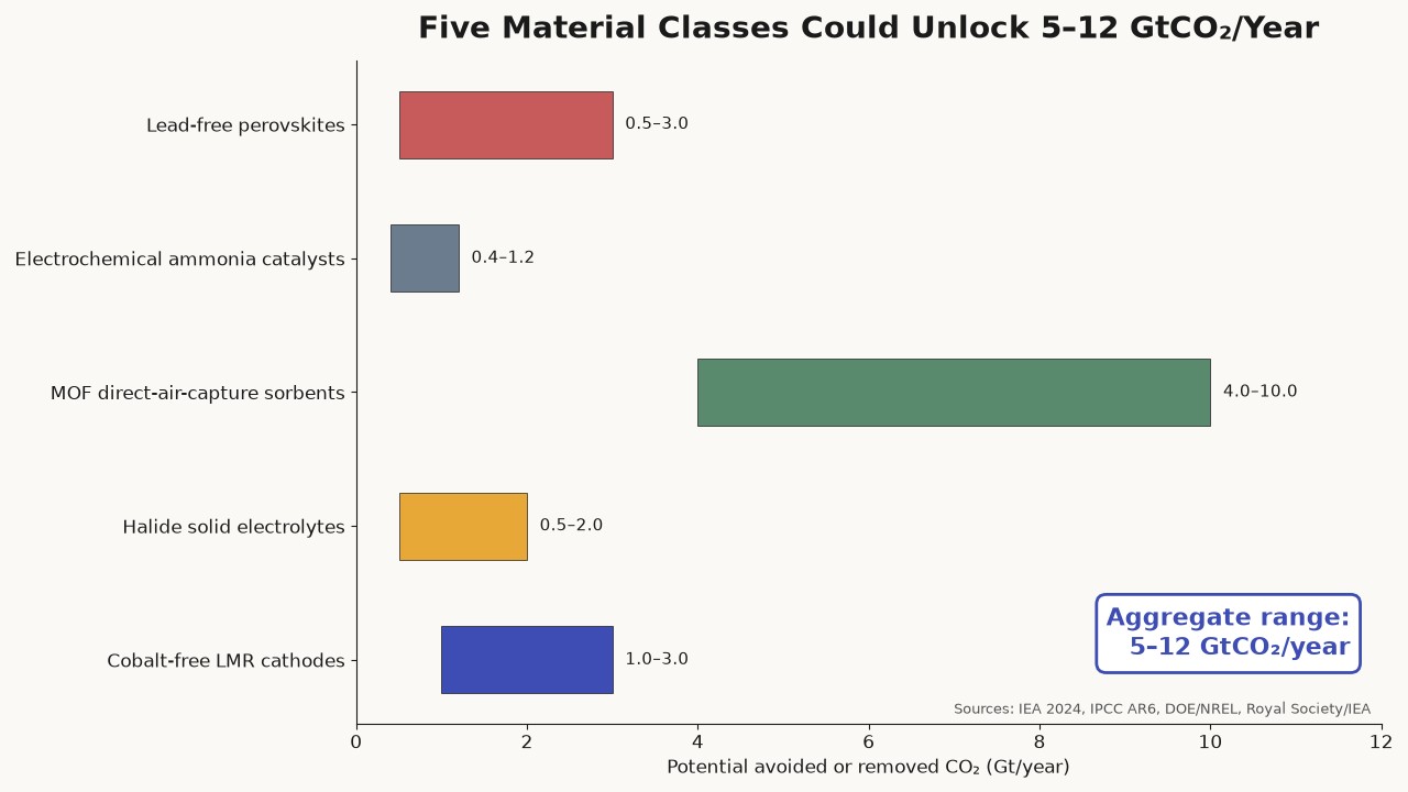 Five Material Classes Could Unlock 5–12 GtCO₂/Year