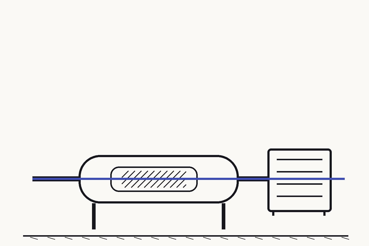A compact ammonia reactor skid with an insulated reaction tube, heat exchanger, and one catalyst cartridge visible through a clean cutaway — The catalyst cartridge enables ammonia conversion inside the single reaction tube