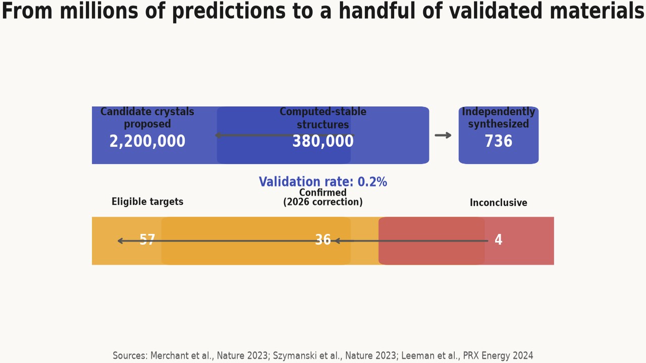 From millions of predictions to a handful of validated materials