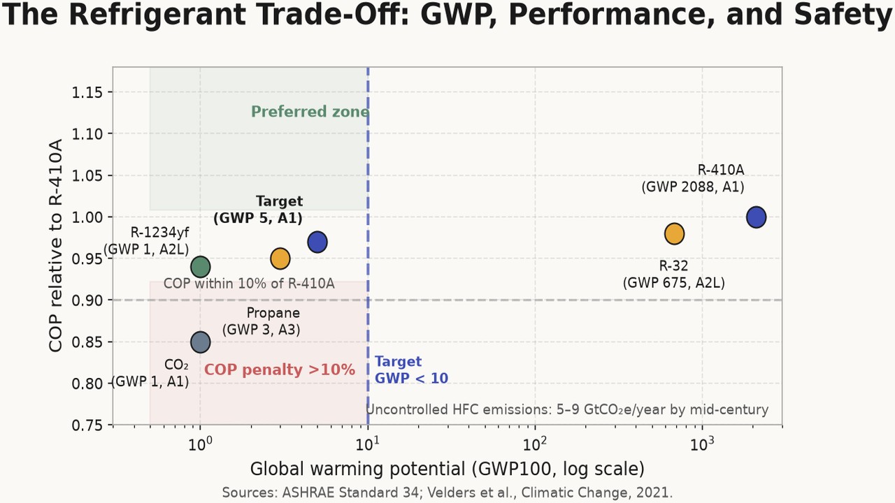 The Refrigerant Trade-Off: GWP, Performance, and Safety