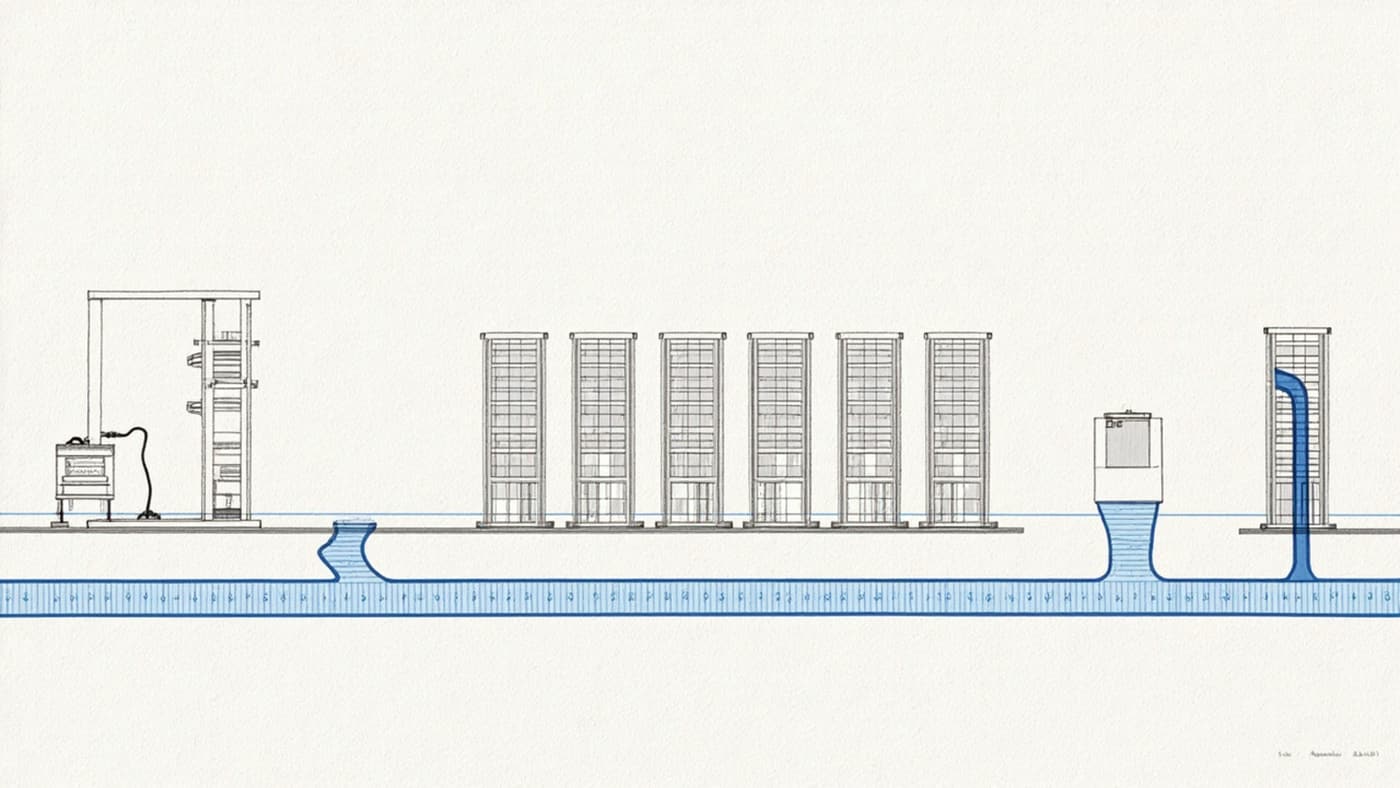 The Z1 test range: varied solid-electrolyte sample cells between a charging station and a grid battery, one barrier path crossing each specimen