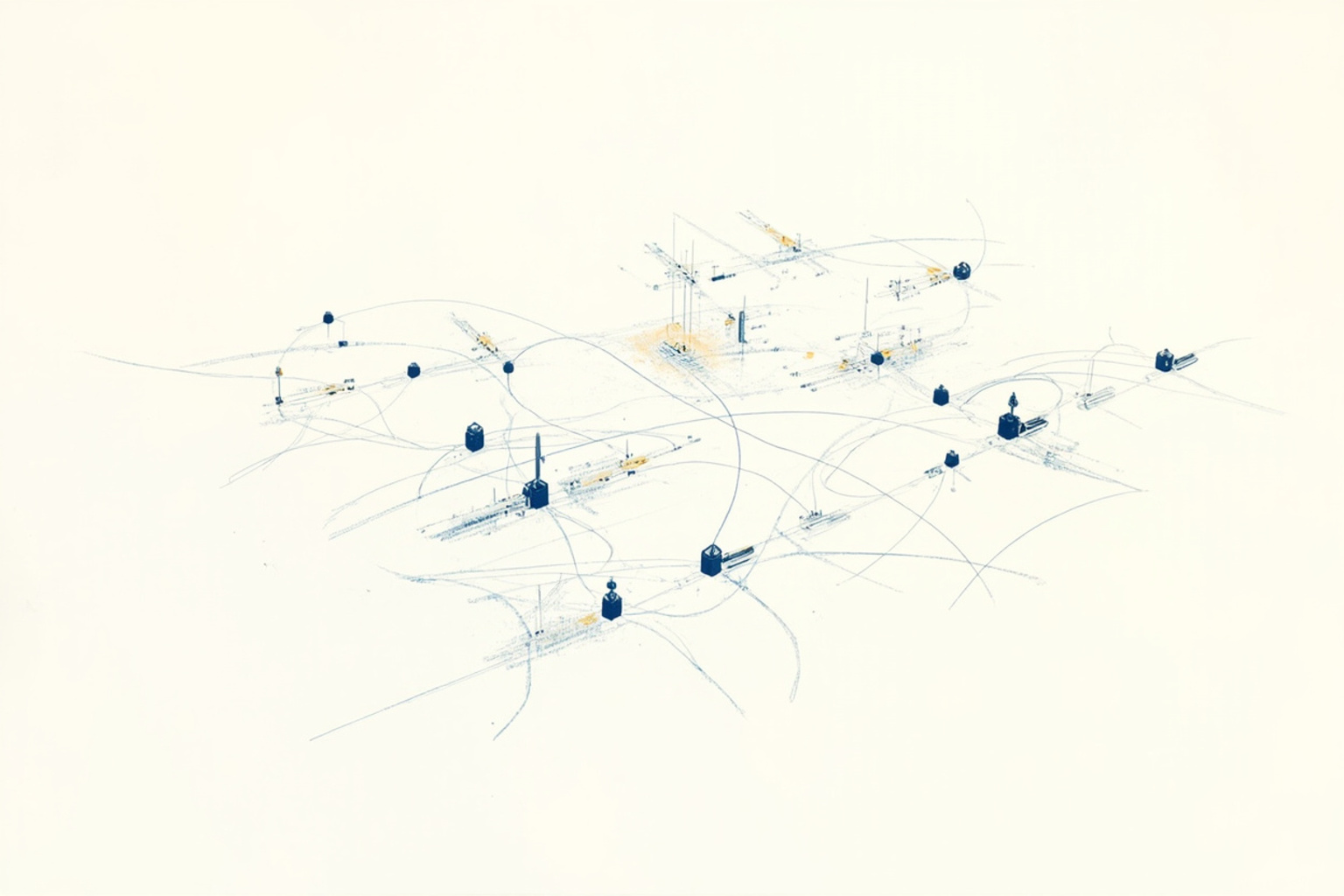 Branching simulation paths reusing the same sparse set of shared anchor evaluations — the blank space is calculations deliberately not run