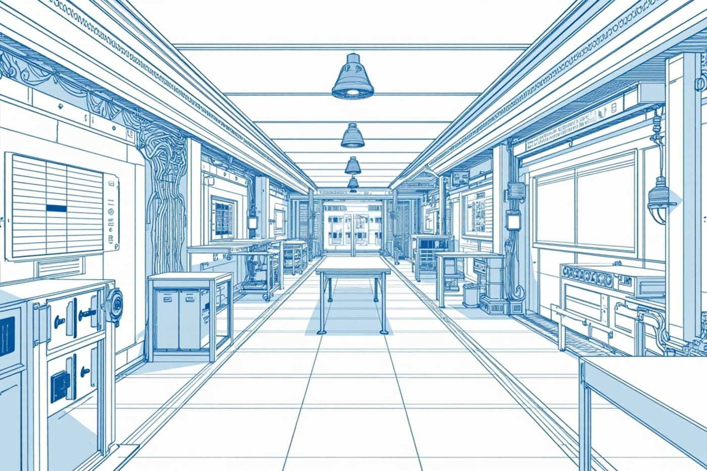 A provenance corridor of sealed sample panels, compute receipts, and reproduced checkpoints leading into the de-brief table